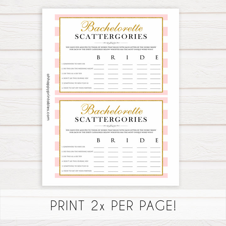parisian bachelorette games, dirty scattergories game, bridal shower games, naughty bridal games, dirty bachelorette games, top bridal games
