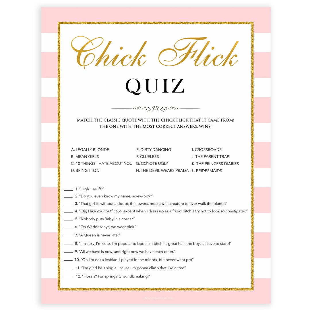parisian bachelorette games, chick flick movie quiz game, bridal shower games, naughty bridal games, dirty bachelorette games, top bridal games