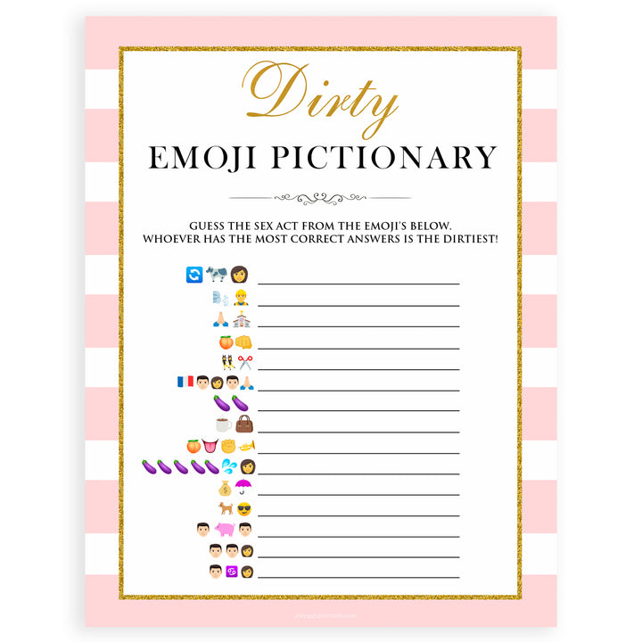 parisian bachelorette games, dirty emoji pictionary game, bridal shower games, naughty bridal games, dirty bachelorette games, top bridal games