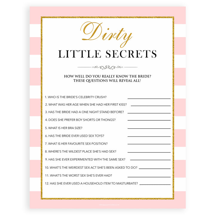 parisian bachelorette games, dirty little secrets game, bridal shower games, naughty bridal games, dirty bachelorette games, top bridal games, fun bachelorette games, best bridal games