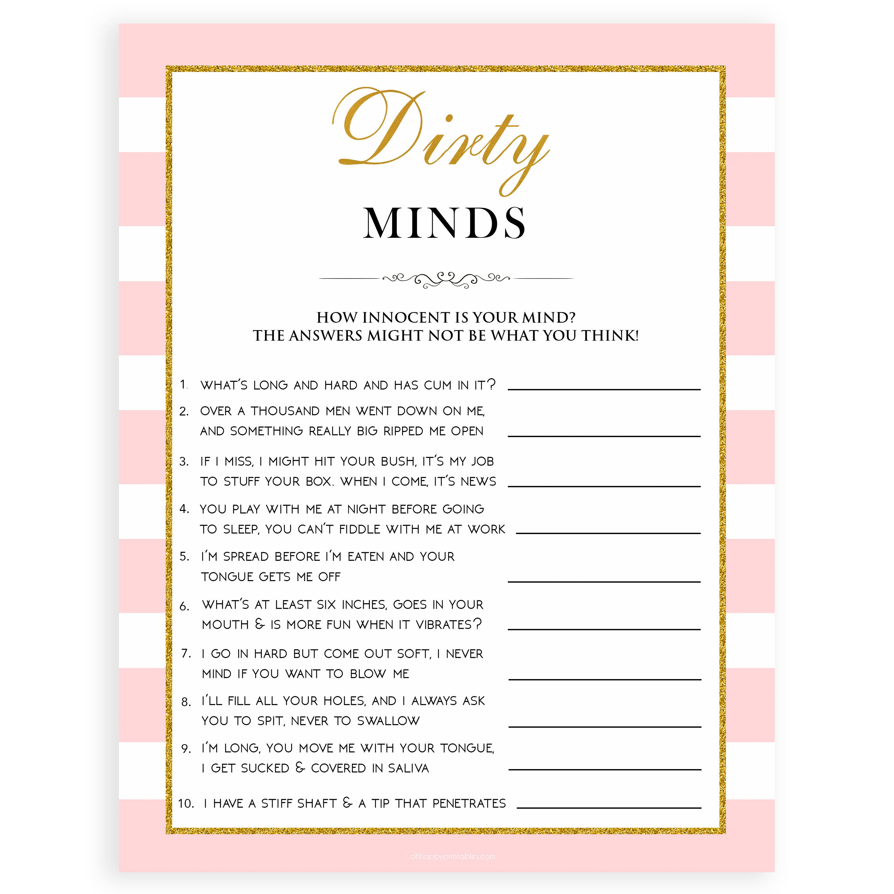 parisian bachelorette games, dirty minds game, bridal shower games, naughty bridal games, dirty bachelorette games, top bridal games, fun bachelorette games, best bridal games