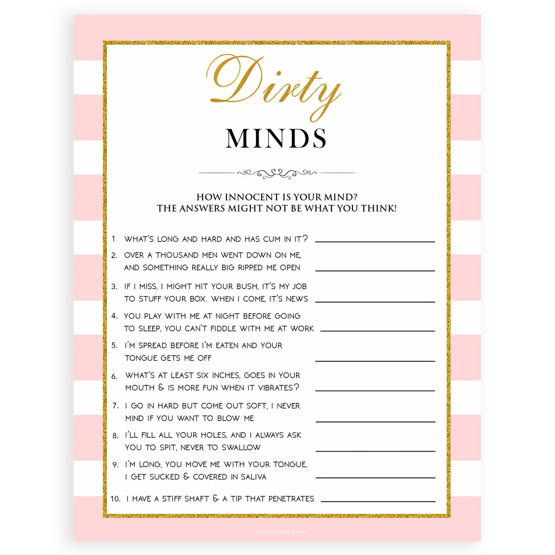 parisian bachelorette games, dirty minds game, bridal shower games, naughty bridal games, dirty bachelorette games, top bridal games, fun bachelorette games, best bridal games