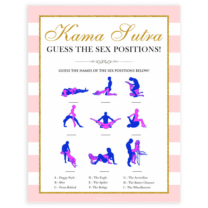 parisian bachelorette games, kama sutra, sex positions game, bridal shower games, naughty bridal games, dirty bachelorette games, top bridal games