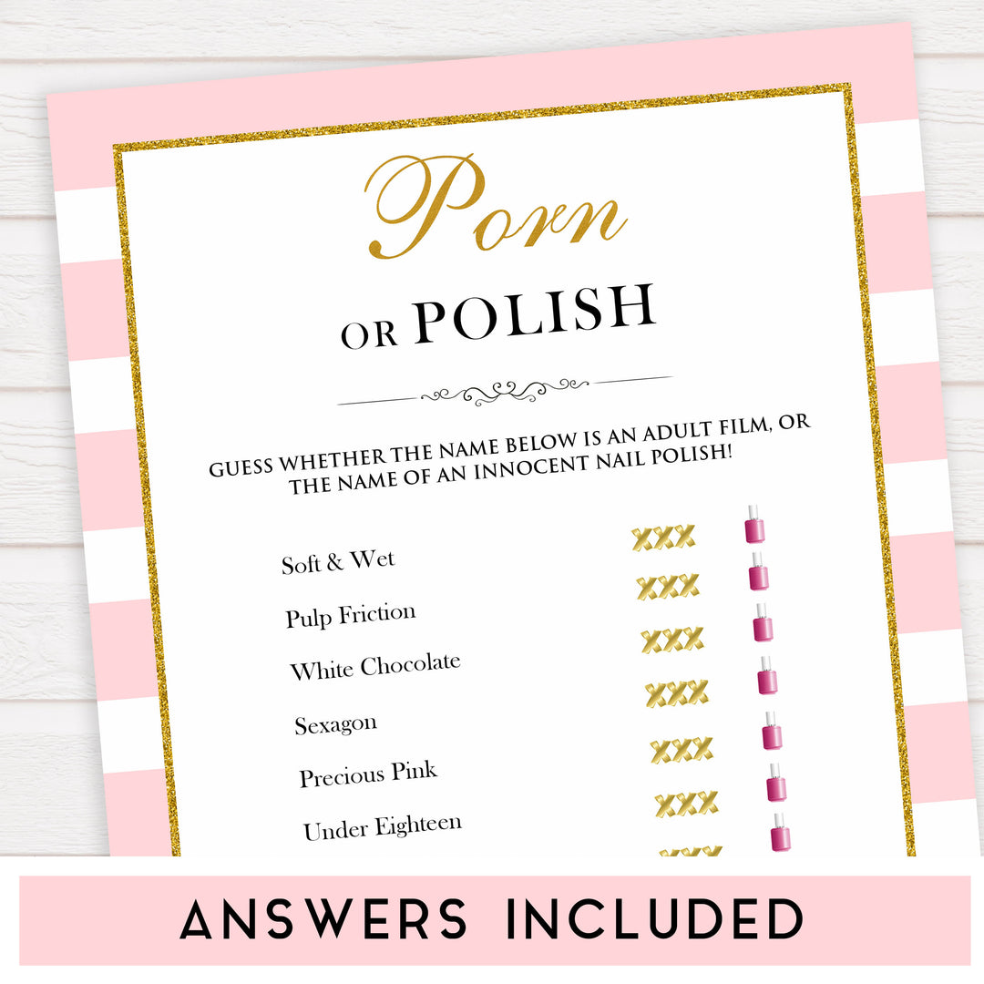parisian bachelorette games, porn or polish game, bridal shower games, naughty bridal games, dirty bachelorette games, top bridal games