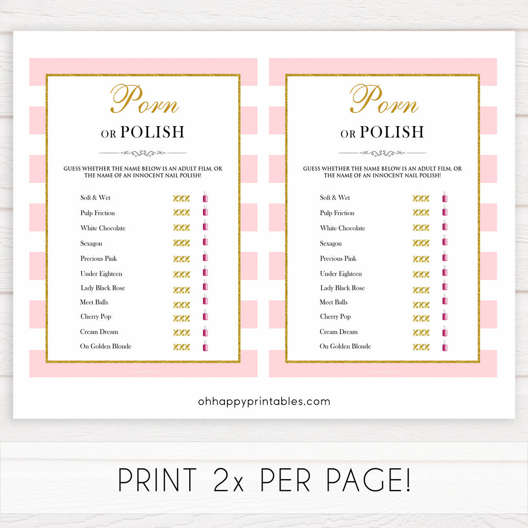 parisian bachelorette games, porn or polish game, bridal shower games, naughty bridal games, dirty bachelorette games, top bridal games