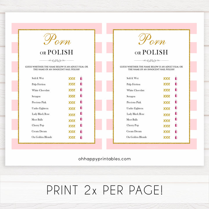 parisian bachelorette games, porn or polish game, bridal shower games, naughty bridal games, dirty bachelorette games, top bridal games