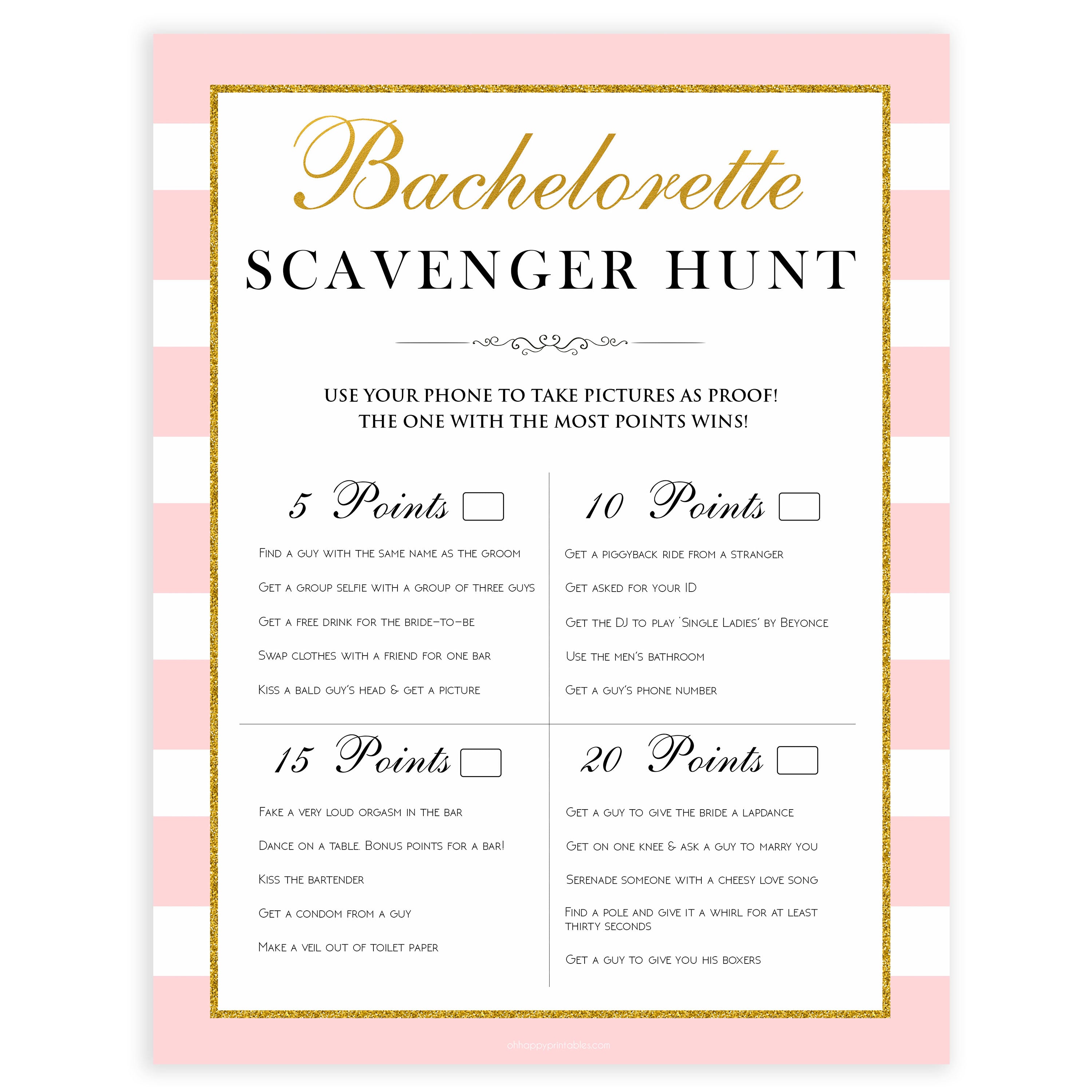 parisian bachelorette games, scavenger hunt game, bridal shower games, naughty bridal games, dirty bachelorette games, top bridal games