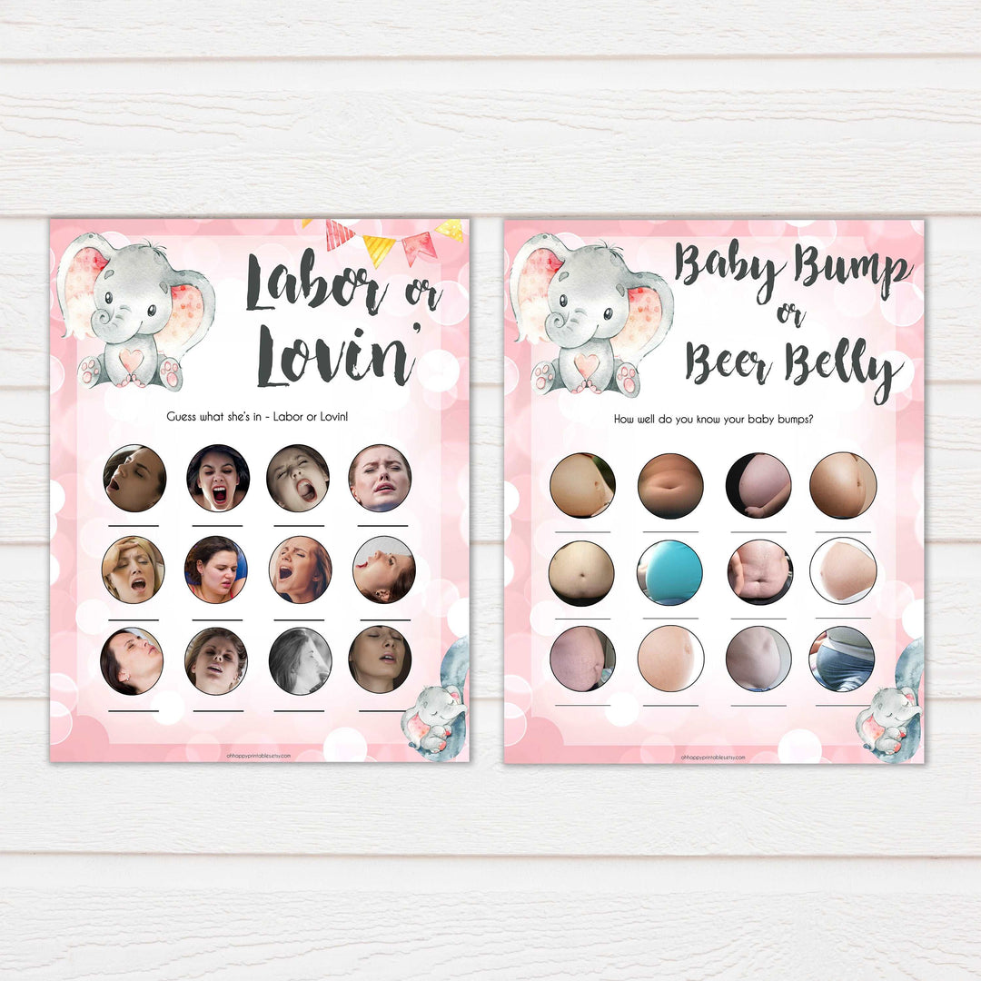 10 pink elephant baby games, animal pregnancy baby shower games, printable baby shower games, baby shower games, fun baby games, popular baby games, pink baby games baby shower games pack
