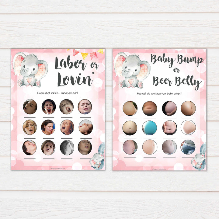 10 pink elephant baby games, animal pregnancy baby shower games, printable baby shower games, baby shower games, fun baby games, popular baby games, pink baby games baby shower games pack