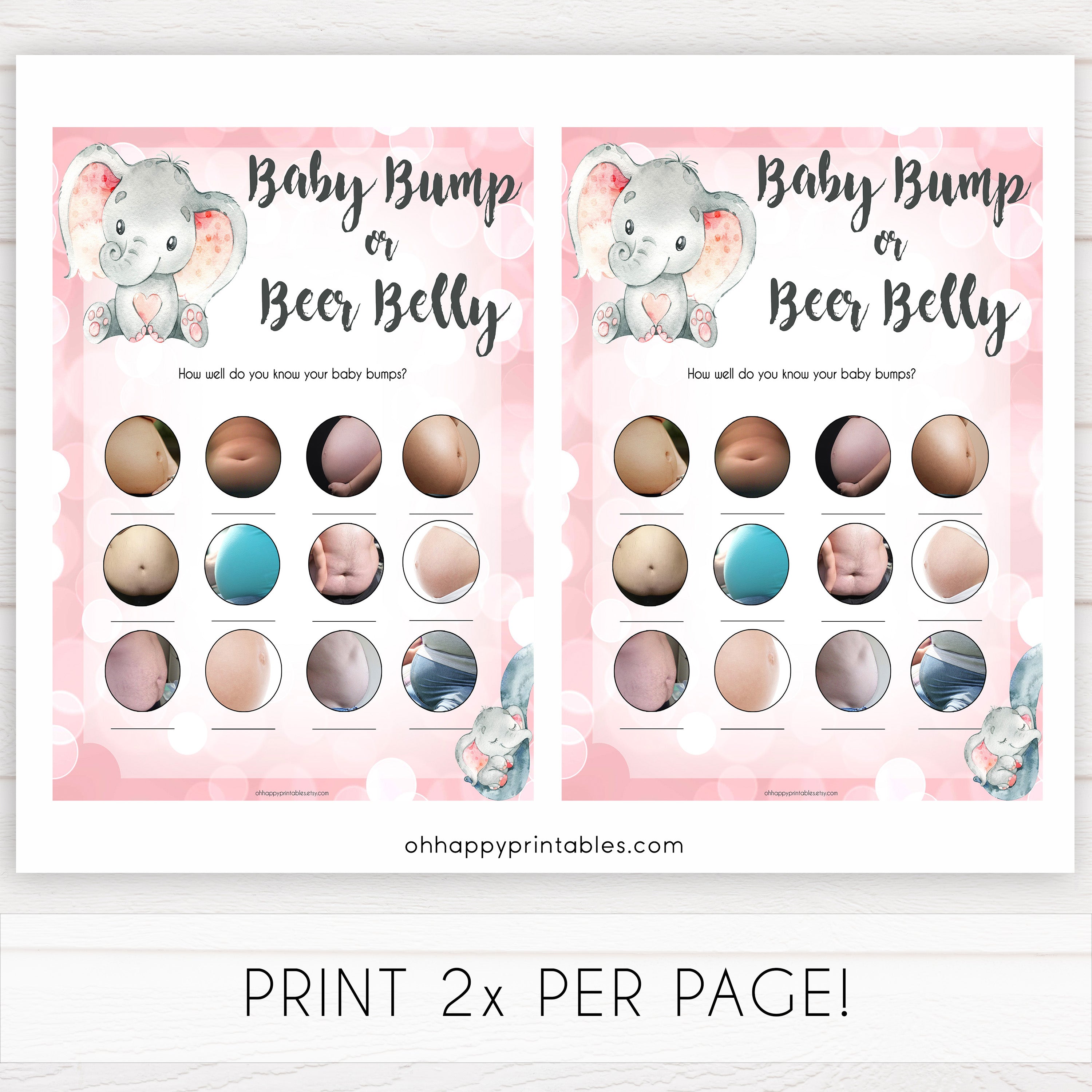 pink elephant baby games, baby bump or beer belly baby shower games, printable baby shower games, baby shower games, fun baby games, popular baby games, pink baby games
