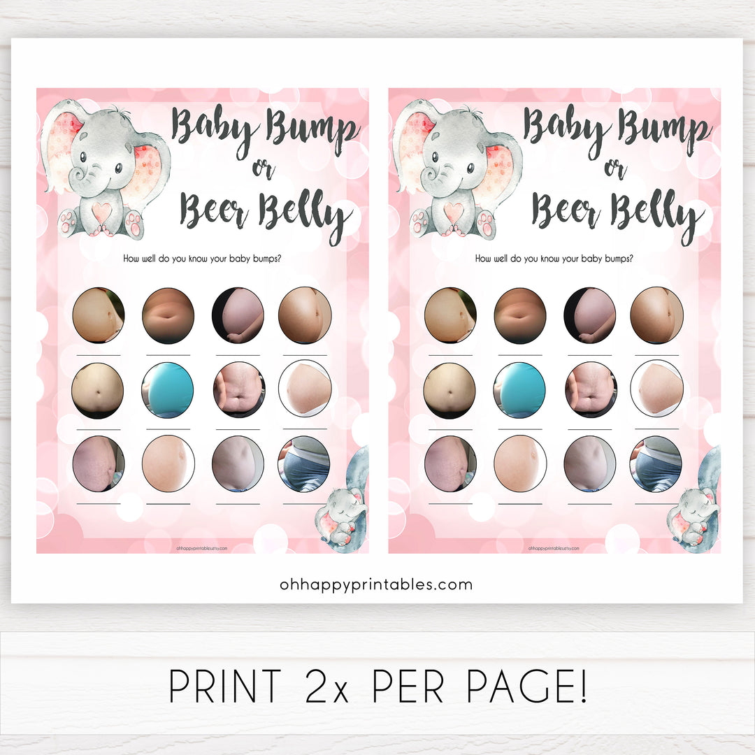 pink elephant baby games, baby bump or beer belly baby shower games, printable baby shower games, baby shower games, fun baby games, popular baby games, pink baby games