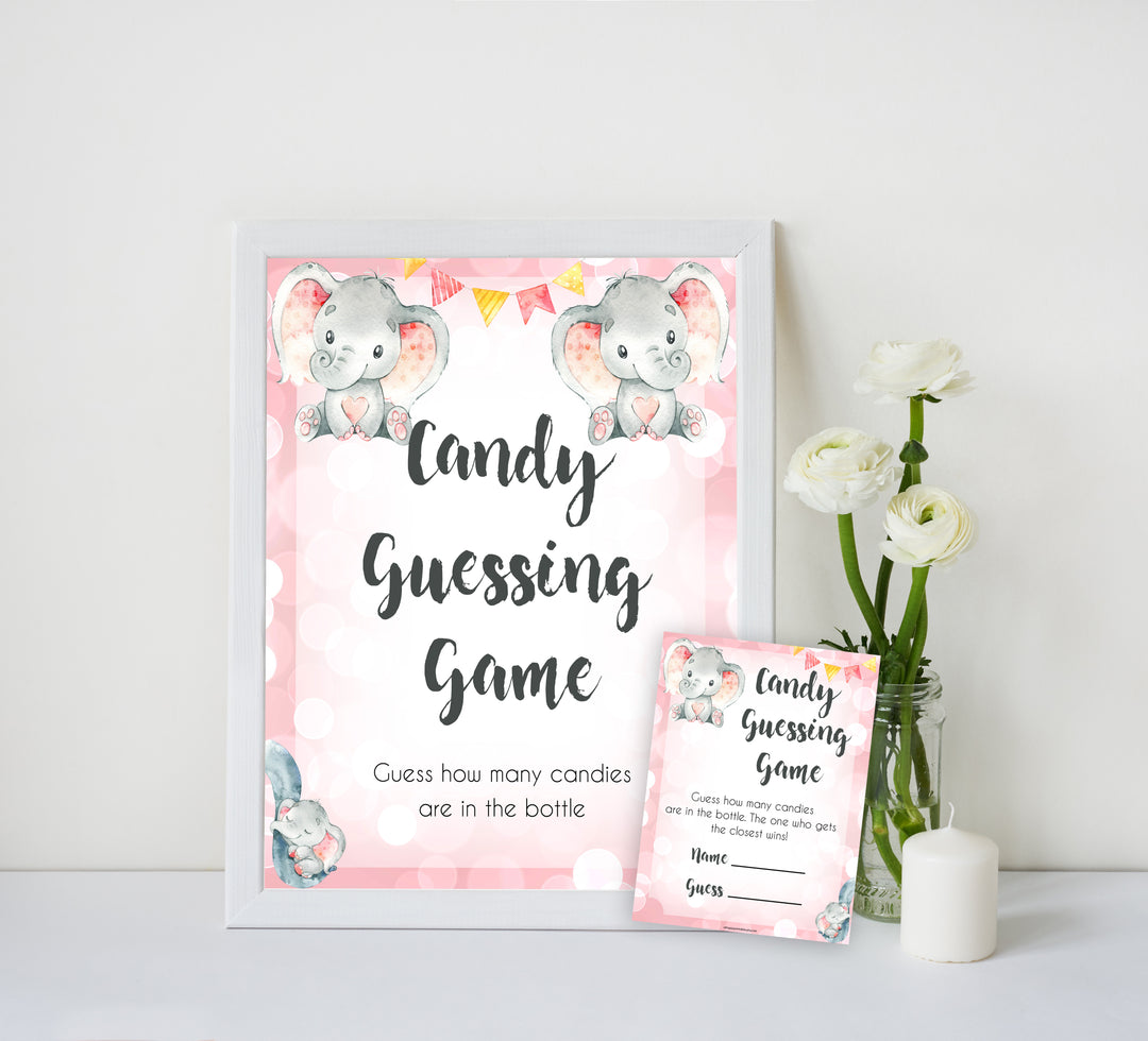 pink elephant baby games, candy guessing game baby shower games, printable baby shower games, baby shower games, fun baby games, popular baby games, pink baby games