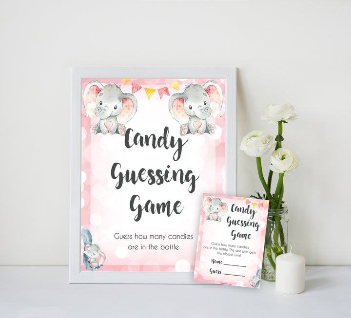 pink elephant baby games, candy guessing game baby shower games, printable baby shower games, baby shower games, fun baby games, popular baby games, pink baby games