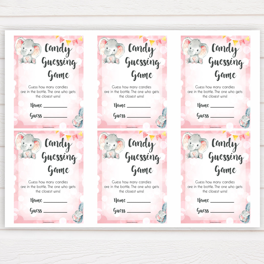 pink elephant baby games, candy guessing game baby shower games, printable baby shower games, baby shower games, fun baby games, popular baby games, pink baby games