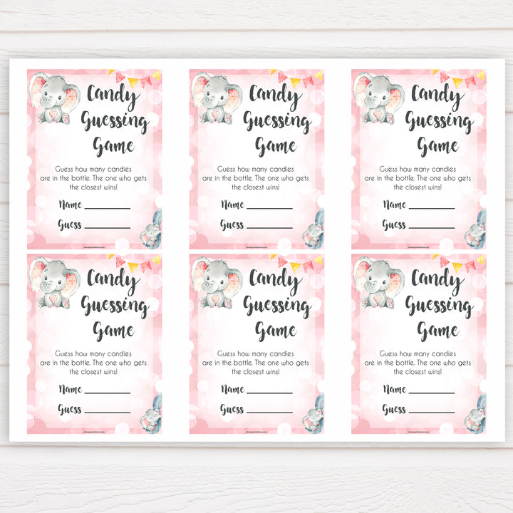 pink elephant baby games, candy guessing game baby shower games, printable baby shower games, baby shower games, fun baby games, popular baby games, pink baby games