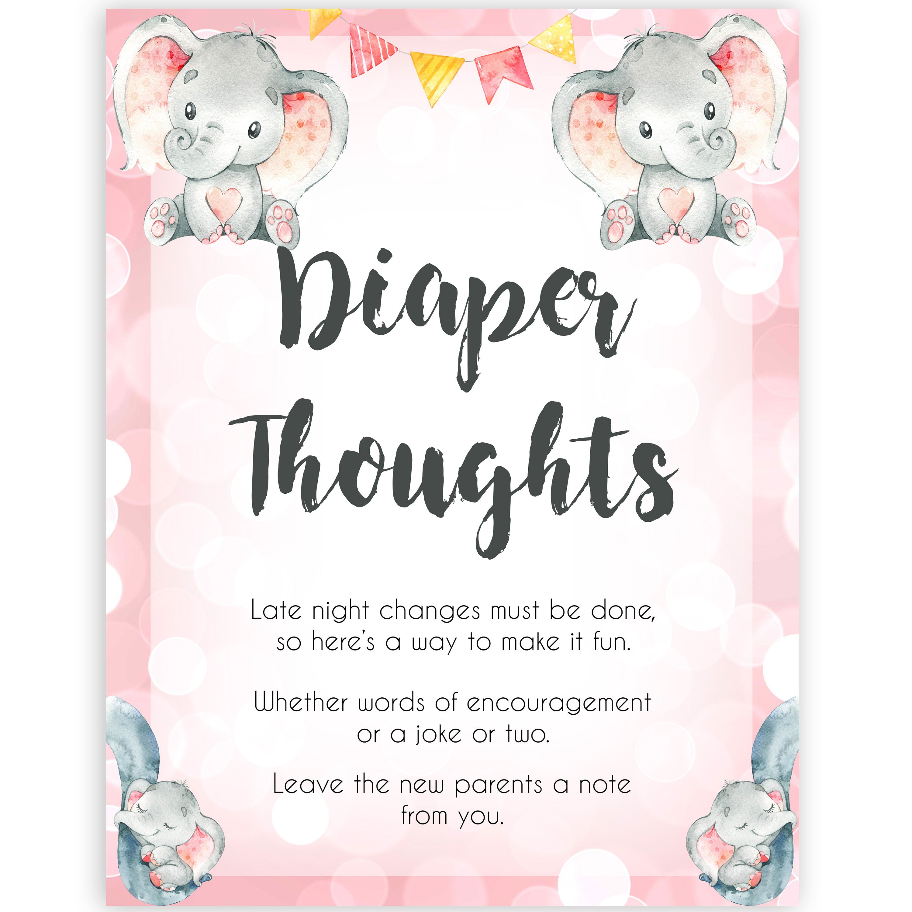 pink elephant baby games, diaper thoughts baby shower games, printable baby shower games, baby shower games, fun baby games, popular baby games, pink baby games