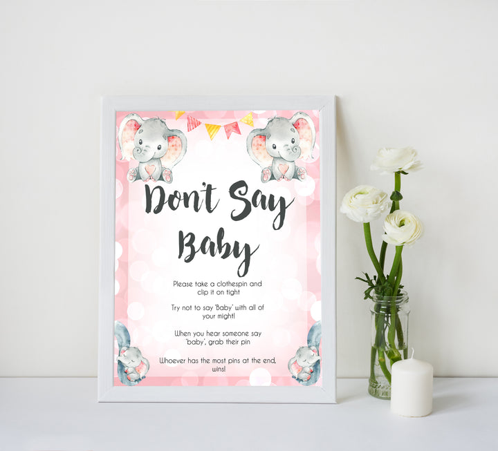 pink elephant baby games, dont say baby baby shower games, printable baby shower games, baby shower games, fun baby games, popular baby games, pink baby games