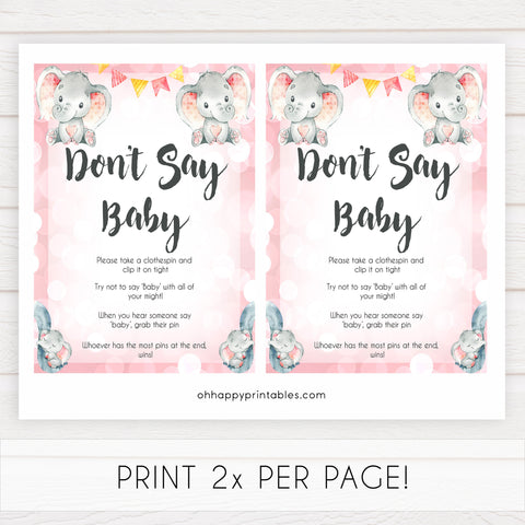 pink elephant baby games, dont say baby baby shower games, printable baby shower games, baby shower games, fun baby games, popular baby games, pink baby games