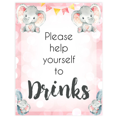 drinks baby signs, drinks baby table sign, Pink elephant baby decor, printable baby table signs, printable baby decor, pink table signs, fun baby signs, fun baby table signs