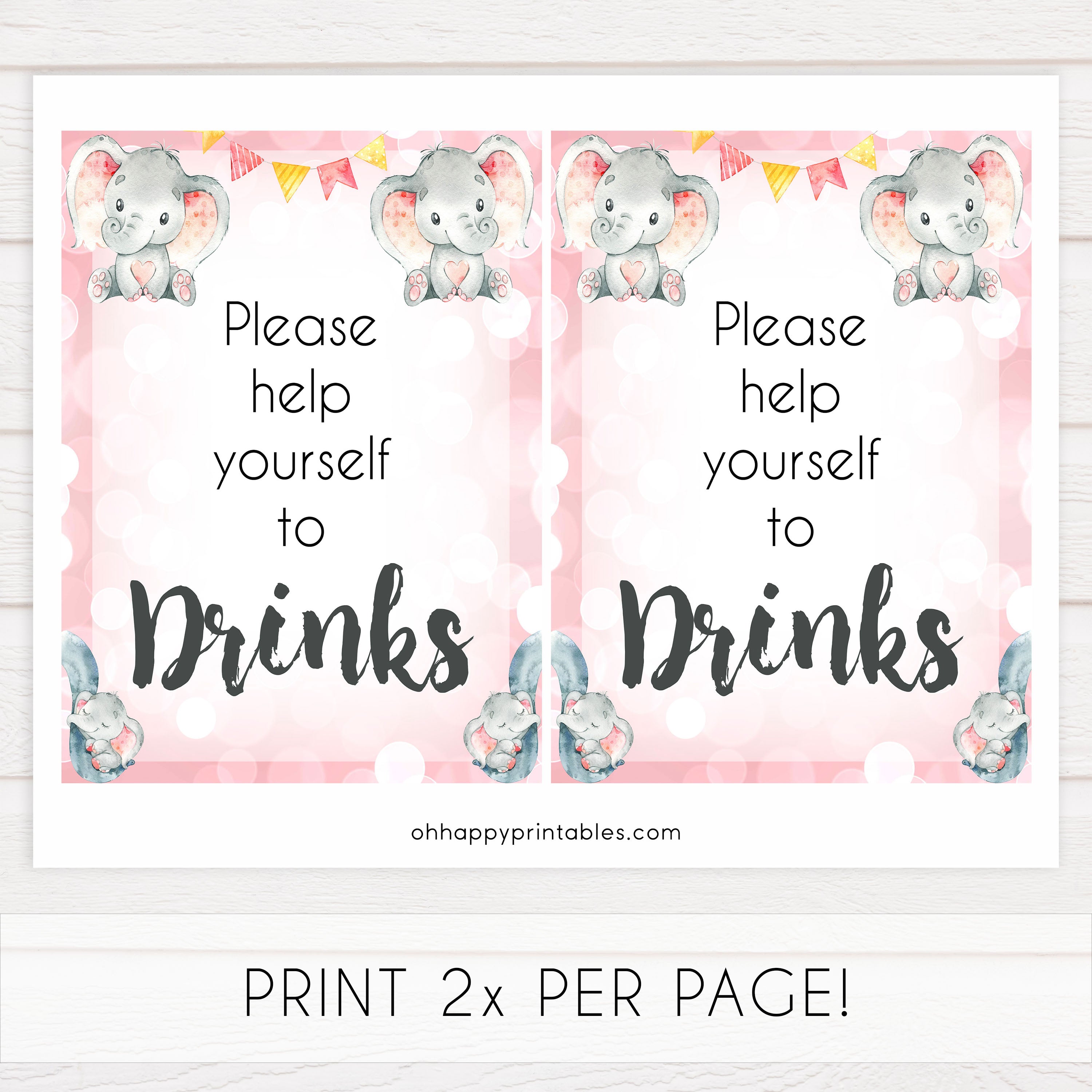 drinks baby signs, drinks baby table sign, Pink elephant baby decor, printable baby table signs, printable baby decor, pink table signs, fun baby signs, fun baby table signs