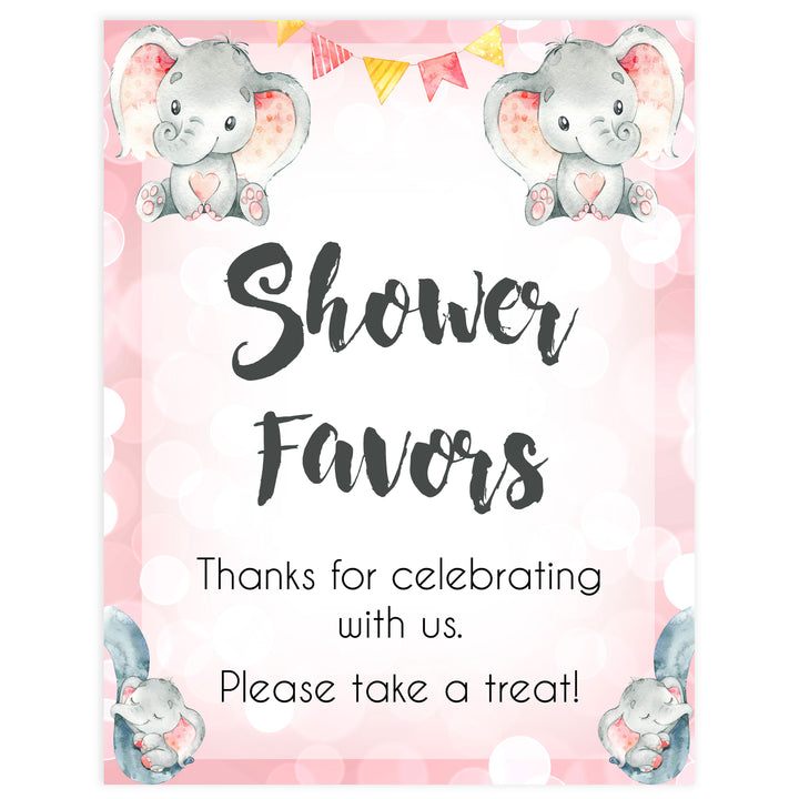 baby favors table sign, printable favors table sign, Pink elephant baby decor, printable baby table signs, printable baby decor, pink table signs, fun baby signs, fun baby table signs
