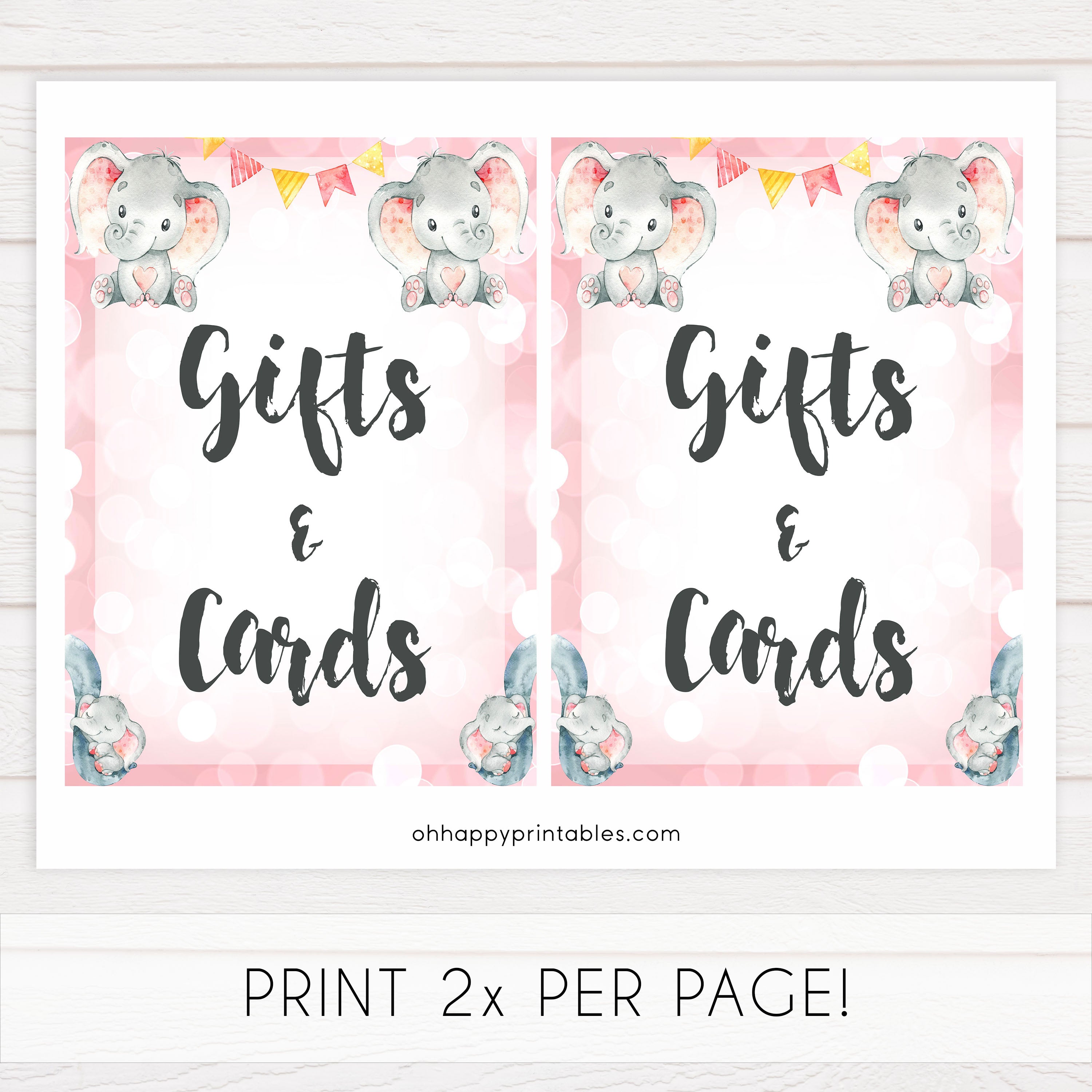 gifts and cards table sign, gifts and cards, Pink elephant baby decor, printable baby table signs, printable baby decor, pink table signs, fun baby signs, fun baby table signs