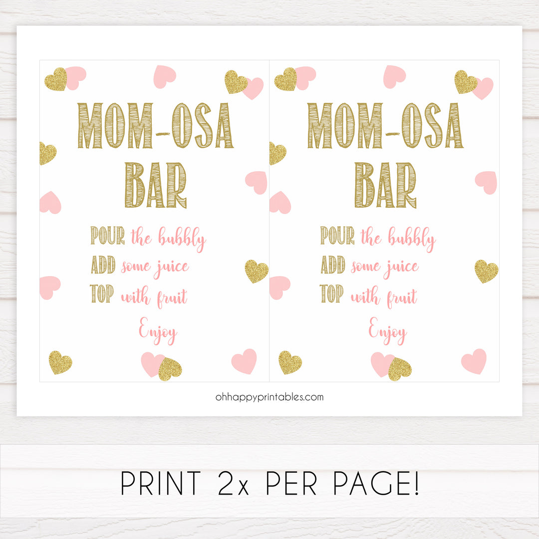 8 baby shower table signs, baby table decor pack, Pink gold hearts baby decor, printable baby table signs, printable baby decor, baby pink gold table signs, fun baby signs, baby pink hearts fun baby table signs