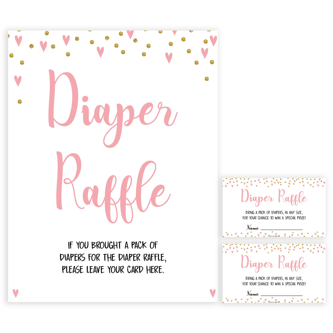 pink hearts baby shower, diaper raffle baby game, printable baby games, pink baby games, girl baby games, top 10 baby games, fun baby games