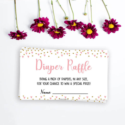pink hearts baby shower, diaper raffle baby game, printable baby games, pink baby games, girl baby games, top 10 baby games, fun baby games