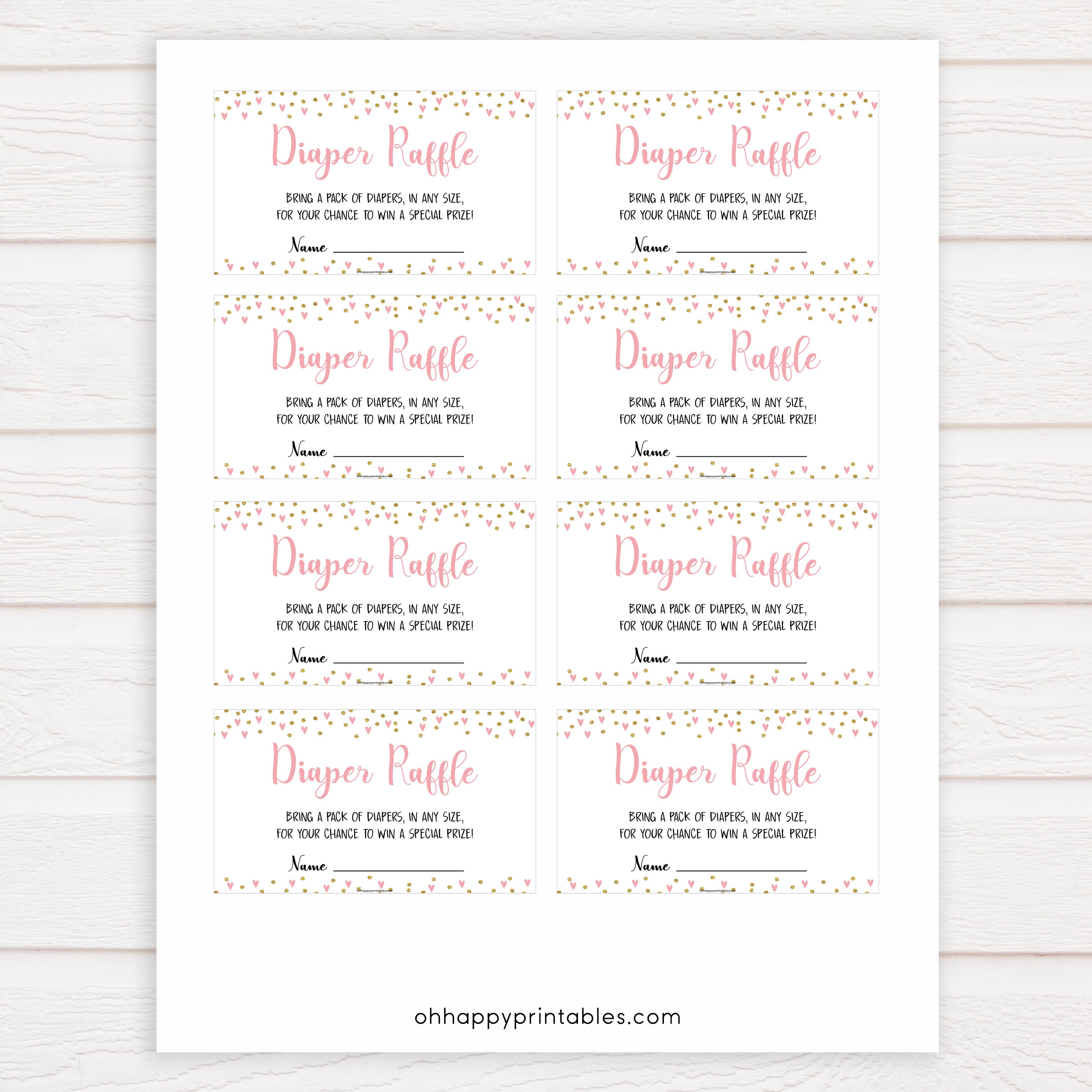 pink hearts baby shower, diaper raffle baby game, printable baby games, pink baby games, girl baby games, top 10 baby games, fun baby games