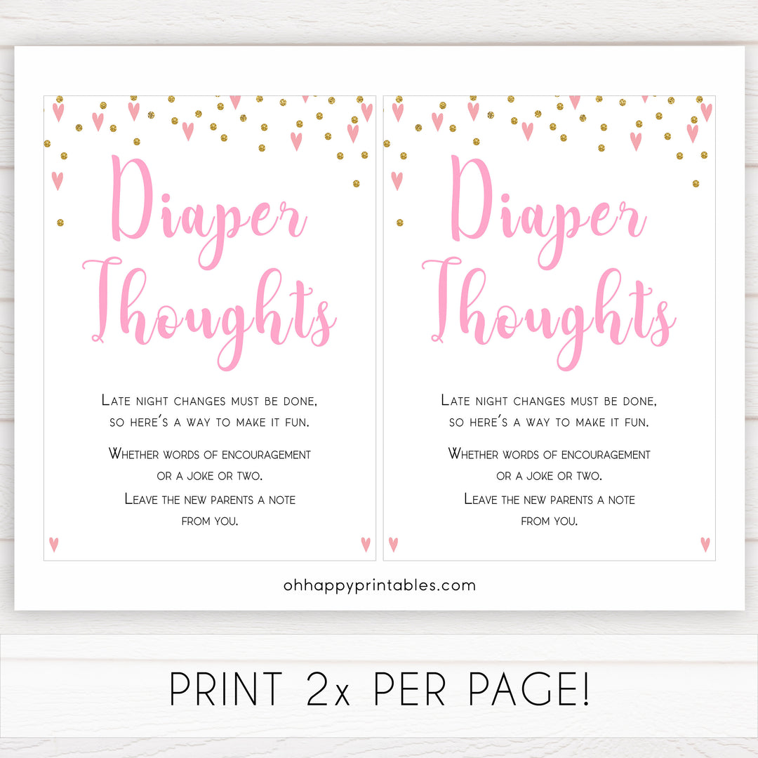 pink hearts baby shower, diaper thoughts baby game, printable baby games, pink baby games, girl baby games, top 10 baby games, fun baby games