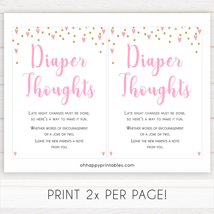 pink hearts baby shower, diaper thoughts baby game, printable baby games, pink baby games, girl baby games, top 10 baby games, fun baby games