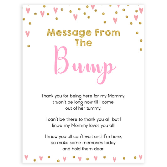 pink hearts baby shower, message from the bump baby game, printable baby games, pink baby games, girl baby games, top 10 baby games, fun baby games