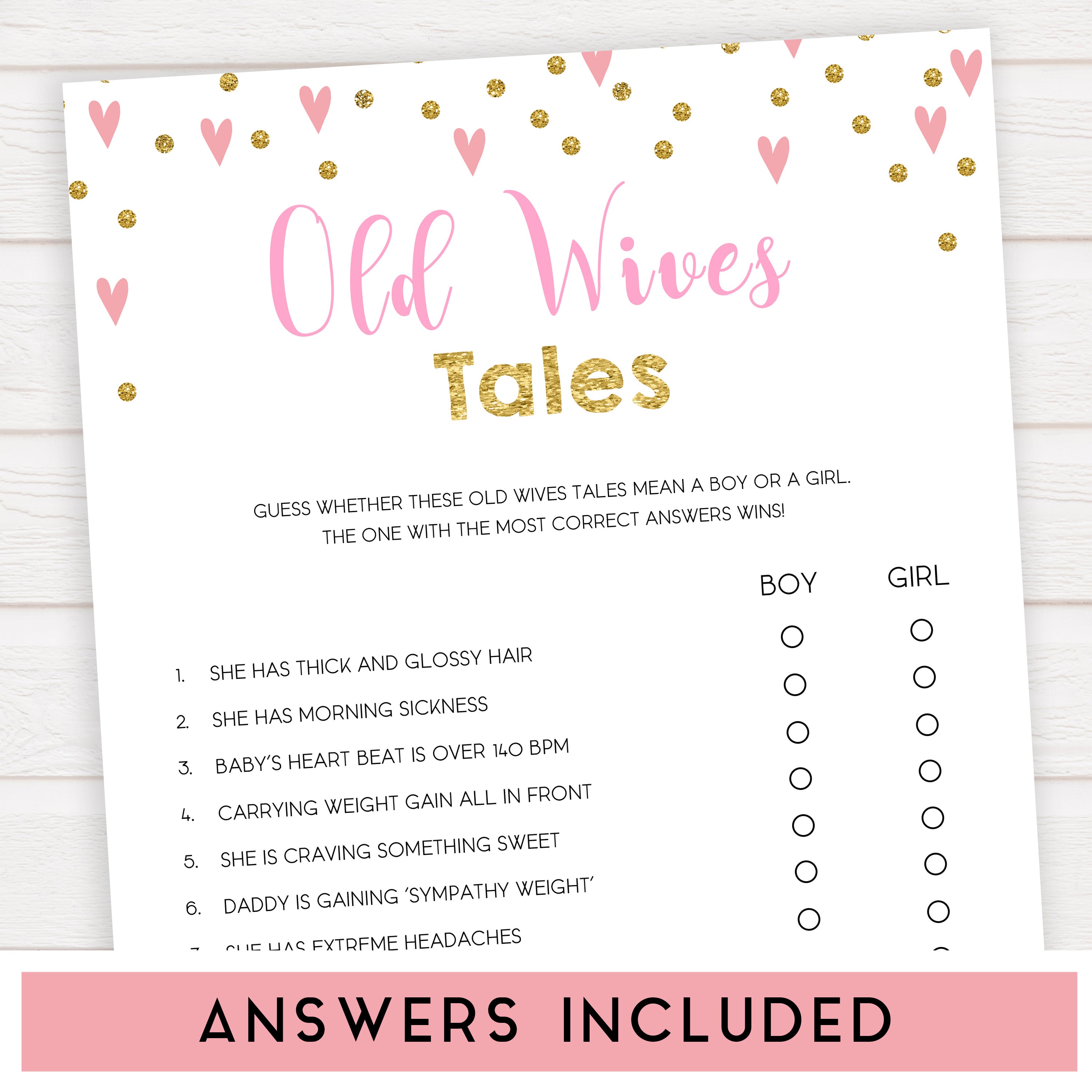 pink hearts baby shower, old wives tales baby game, printable baby games, pink baby games, girl baby games, top 10 baby games, fun baby games
