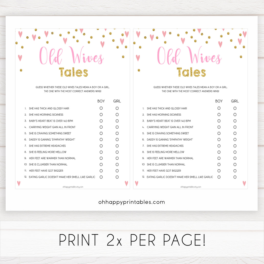 pink hearts baby shower, old wives tales baby game, printable baby games, pink baby games, girl baby games, top 10 baby games, fun baby games