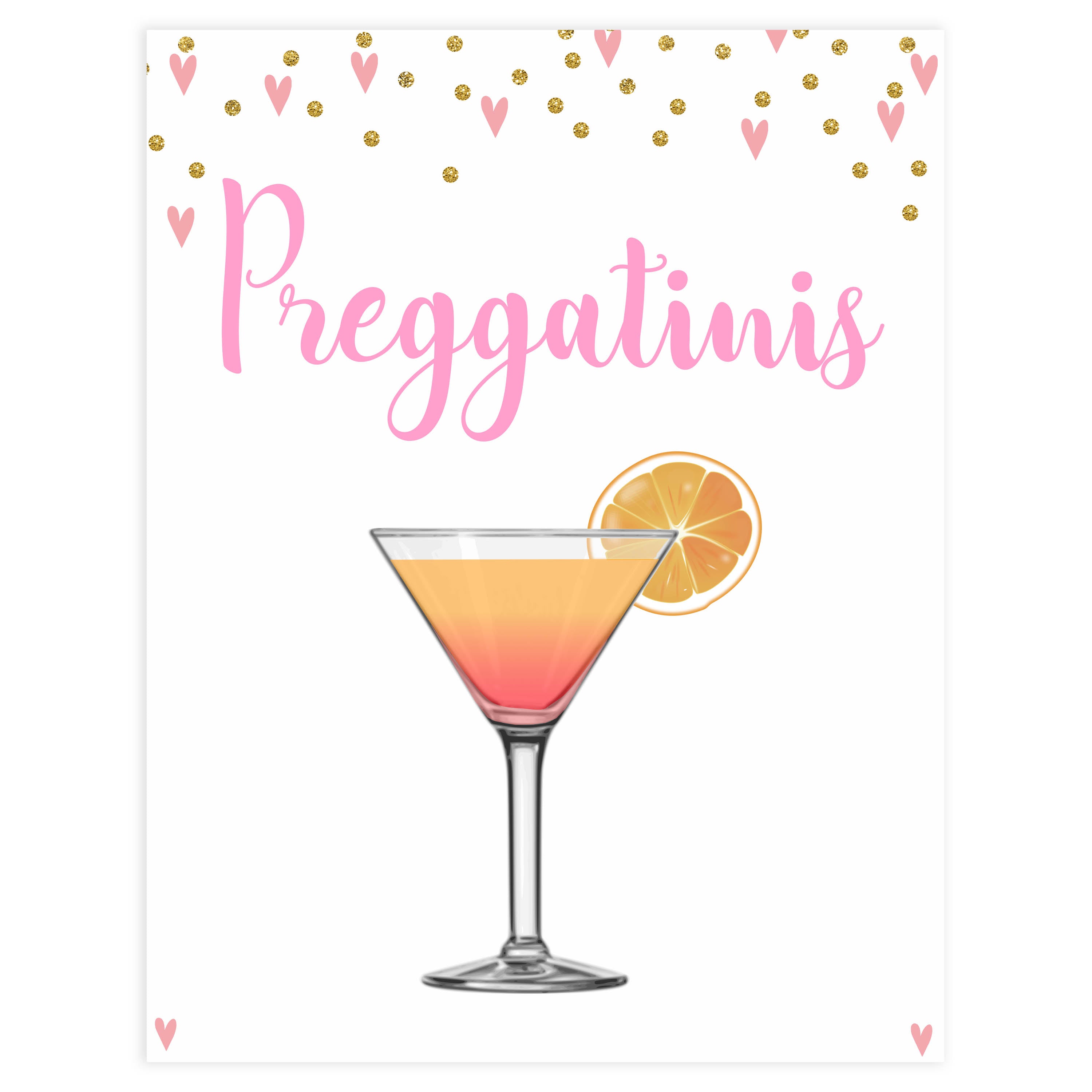 preggatinis baby signs, preggatinis baby table signs, Pink hearts baby decor, printable baby table signs, printable baby decor, gold glitter table signs, fun baby signs, pink hearts fun baby table signs