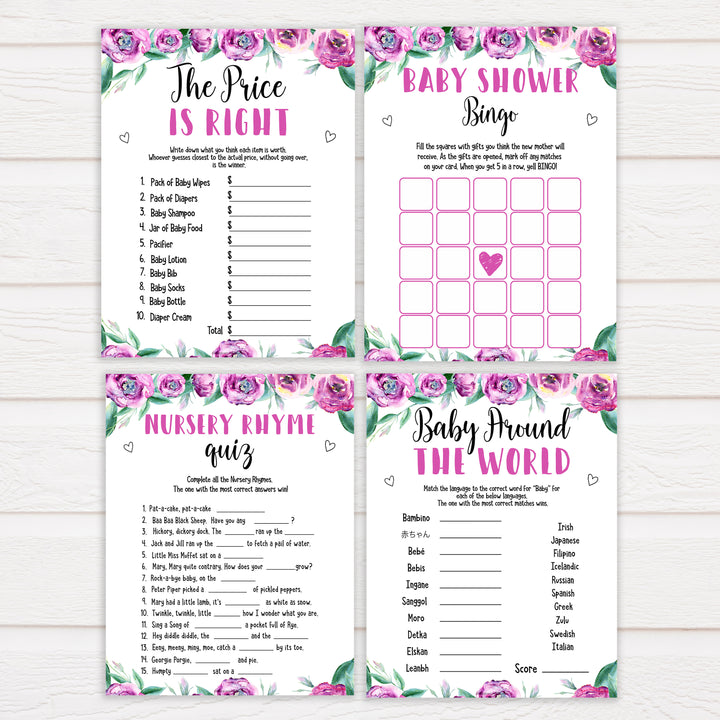 Purple peonies 7 baby shower games, printable baby shower games, fun baby shower games, baby shower games, popular baby shower games, floral baby shower games, purple baby shower themes, porn or labor, baby games, baby bump game