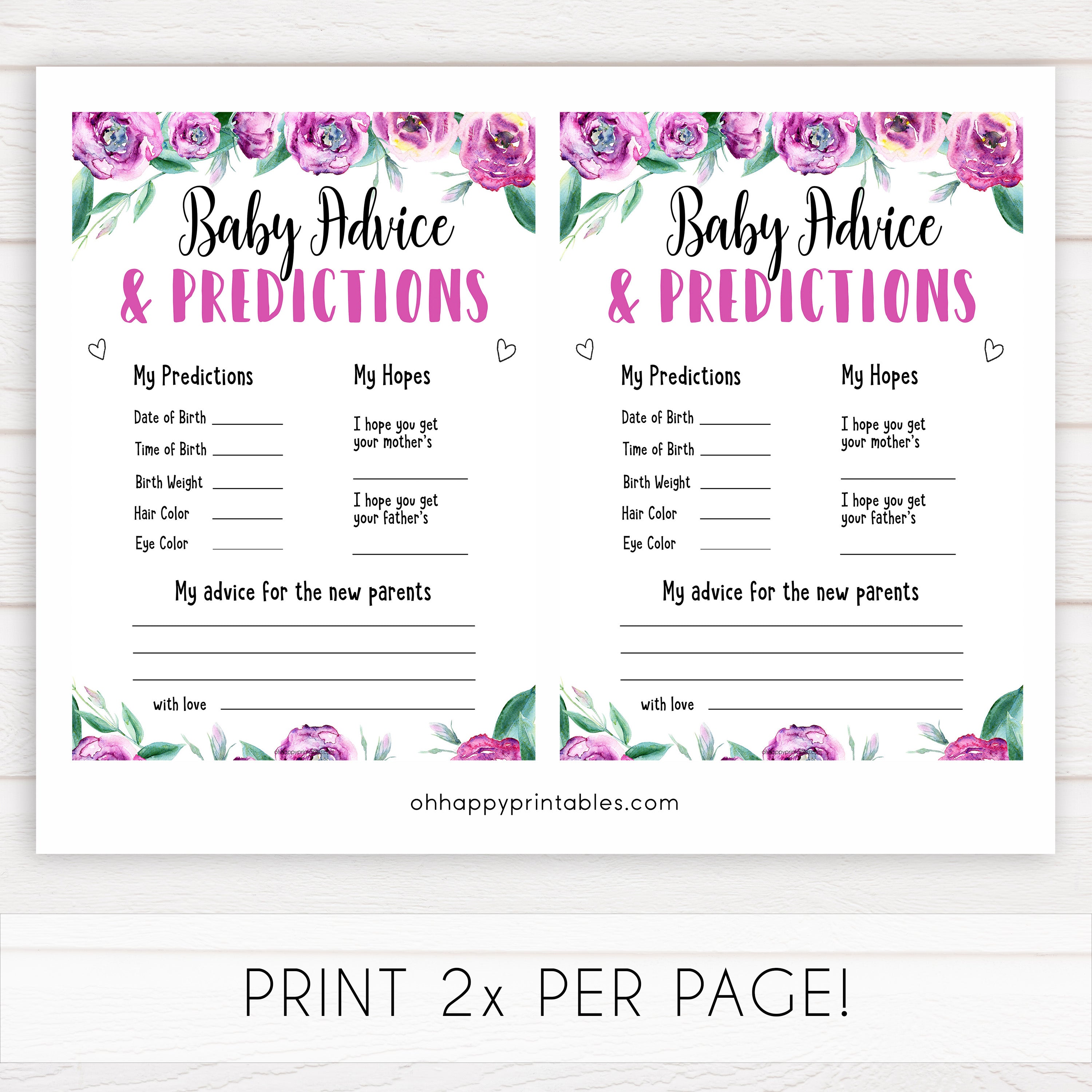 Purple peonies baby advice and predictions baby shower games, printable baby shower games, fun baby shower games, baby shower games, popular baby shower games, floral baby shower games, purple baby shower themes
