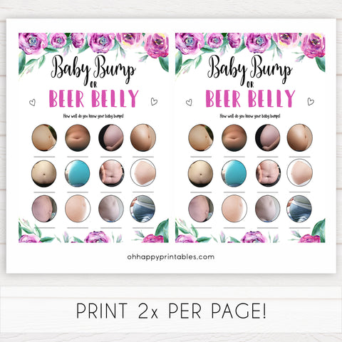 Purple peonies baby bump or beer belly baby shower games, printable baby shower games, fun baby shower games, baby shower games, popular baby shower games, floral baby shower games, purple baby shower themes