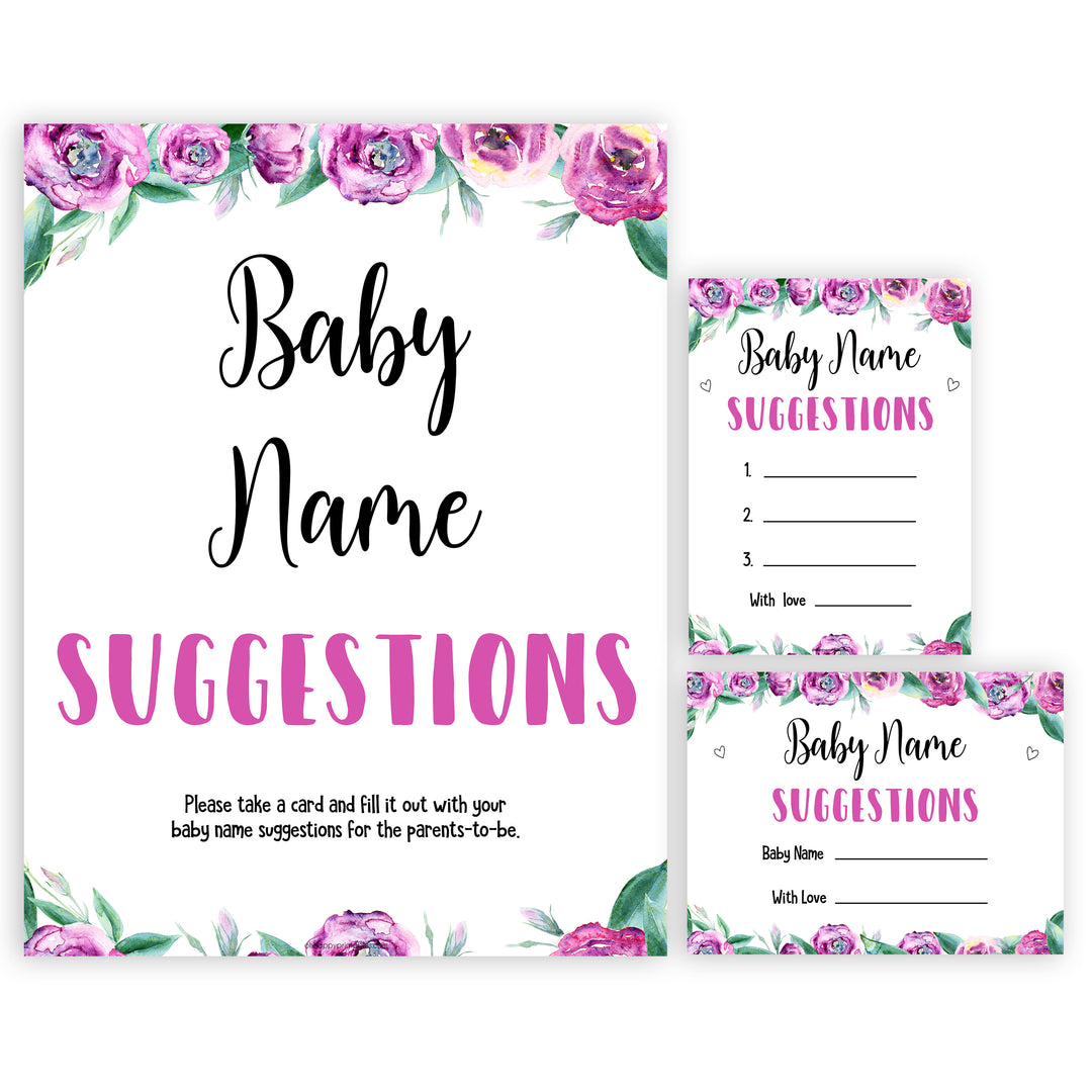 Purple peonies baby name suggestions baby shower games, printable baby shower games, fun baby shower games, baby shower games, popular baby shower games, floral baby shower games, purple baby shower themes