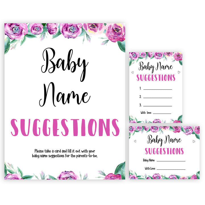 Purple peonies baby name suggestions baby shower games, printable baby shower games, fun baby shower games, baby shower games, popular baby shower games, floral baby shower games, purple baby shower themes