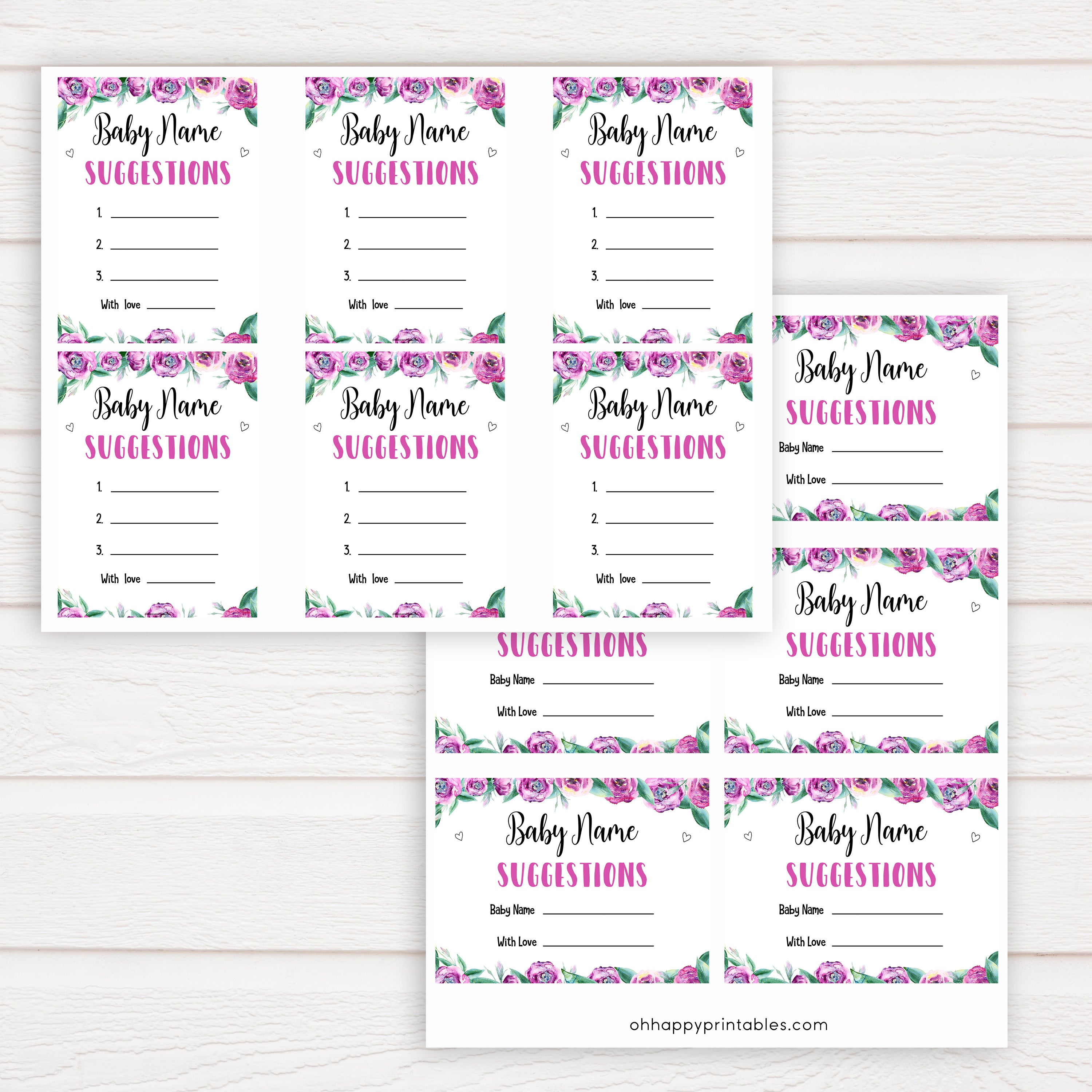 Purple peonies baby name suggestions baby shower games, printable baby shower games, fun baby shower games, baby shower games, popular baby shower games, floral baby shower games, purple baby shower themes