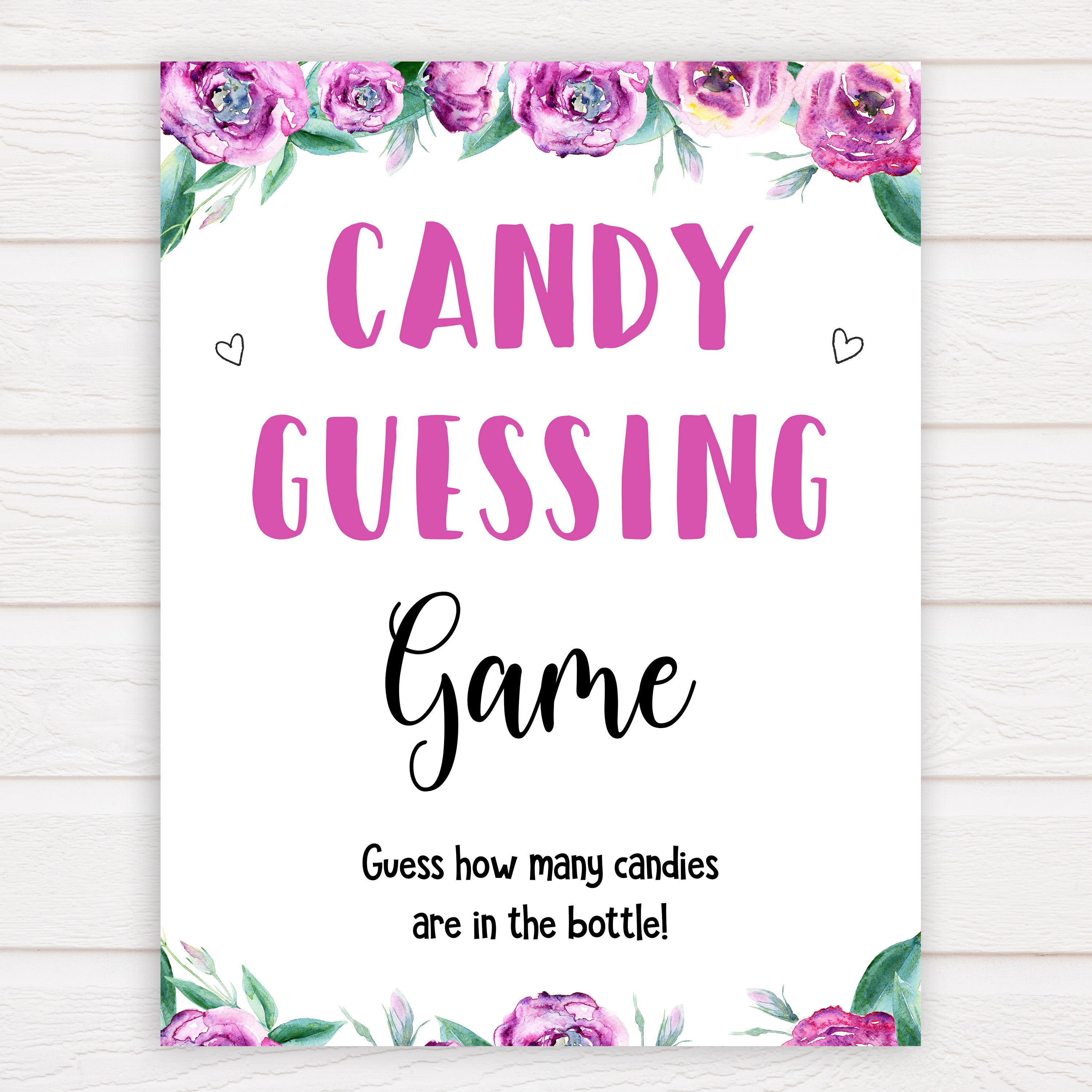 Purple peonies candy guessing game baby shower games, printable baby shower games, fun baby shower games, baby shower games, popular baby shower games, floral baby shower games, purple baby shower themes