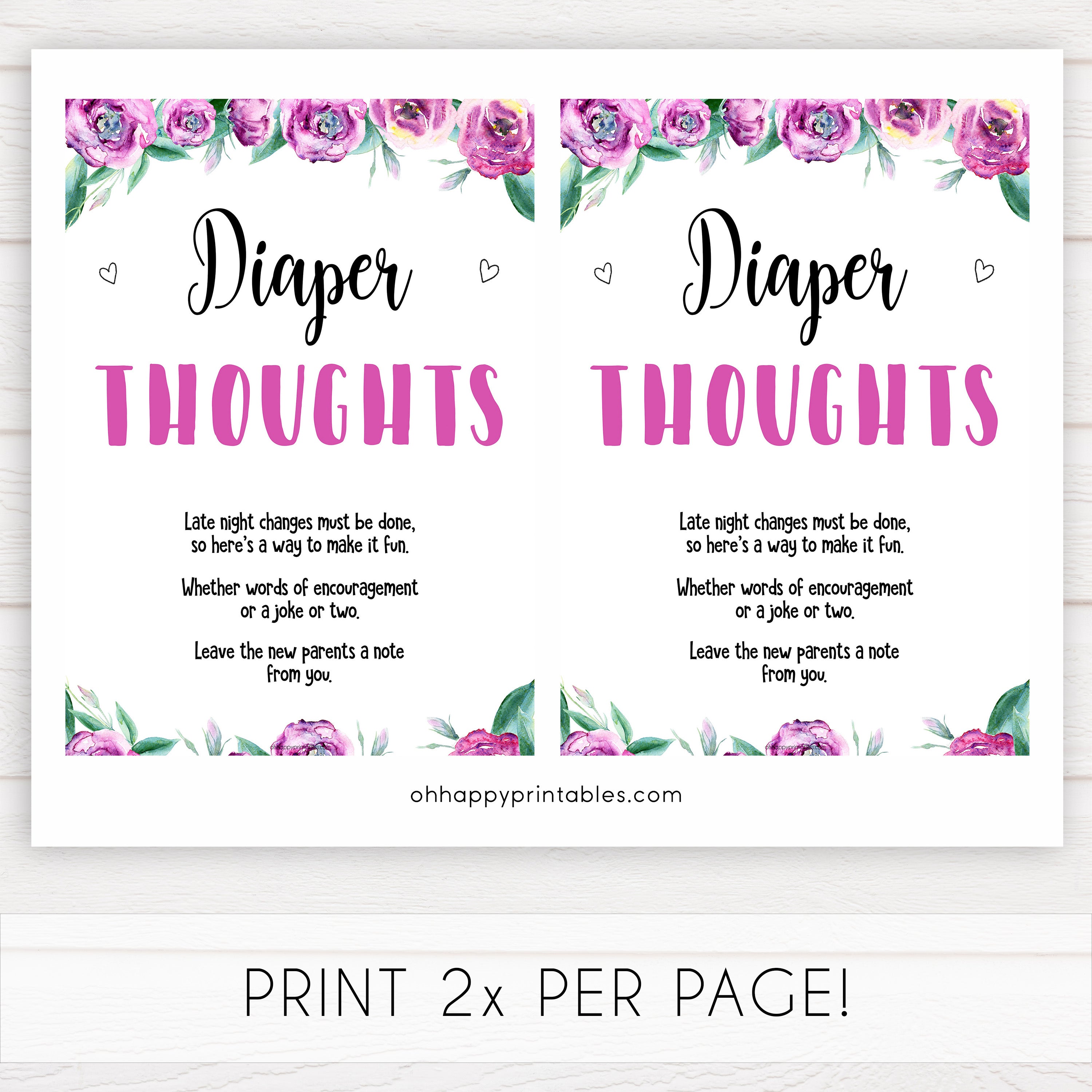 Purple peonies diaper thoughts baby shower games, printable baby shower games, fun baby shower games, baby shower games, popular baby shower games, floral baby shower games, purple baby shower themes