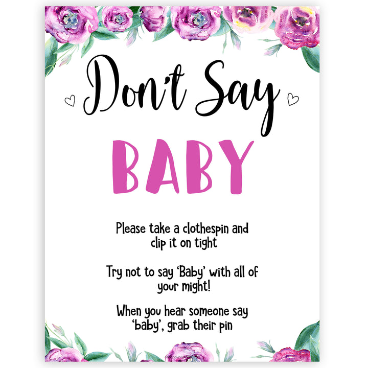 Purple peonies dont say baby baby shower games, printable baby shower games, fun baby shower games, baby shower games, popular baby shower games, floral baby shower games, purple baby shower themes
