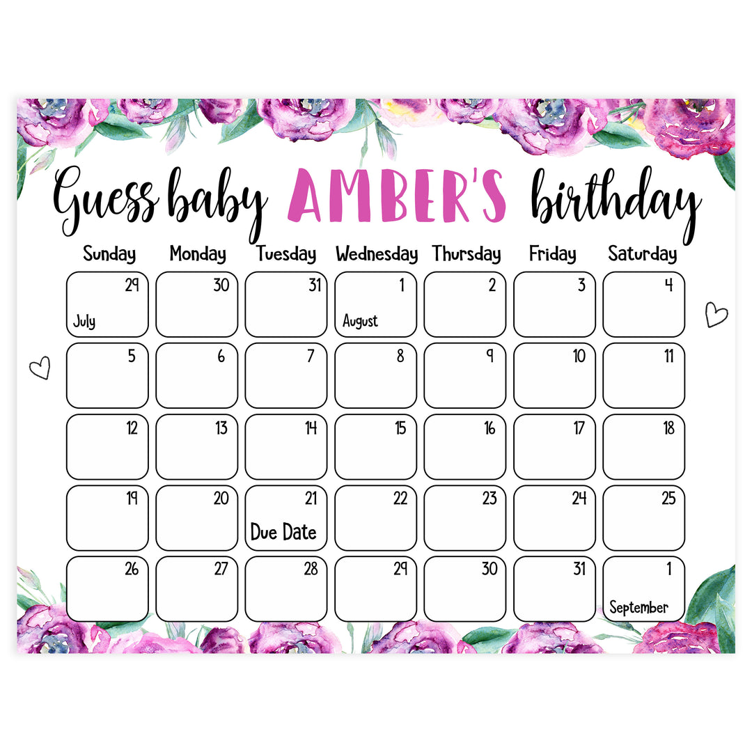 guess the baby birthday games, baby birthday predictions game, printable baby shower games, fun baby shower games, popular baby shower games