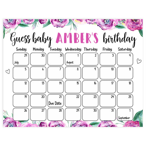 guess the baby birthday games, baby birthday predictions game, printable baby shower games, fun baby shower games, popular baby shower games