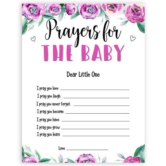 Purple peonies prayers for baby baby shower games, printable baby shower games, fun baby shower games, baby shower games, popular baby shower games, floral baby shower games, purple baby shower themes