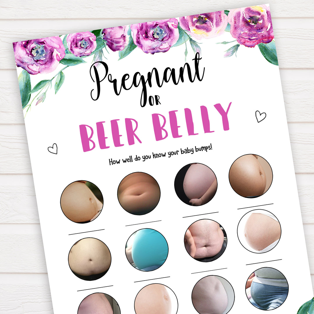 Purple peonies pregnant or beer belly baby shower games, printable baby shower games, fun baby shower games, baby shower games, popular baby shower games, floral baby shower games, purple baby shower themes