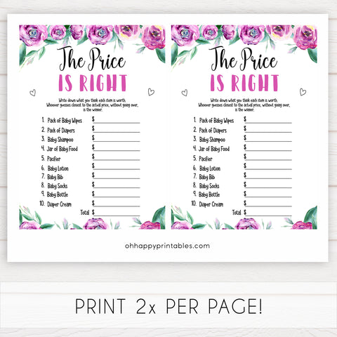 Purple peonies price is right baby shower games, printable baby shower games, fun baby shower games, baby shower games, popular baby shower games, floral baby shower games, purple baby shower themes